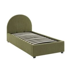 Lit Coffre OLAF Tissu Bouclette Kaki 90x190 Sommier Inclus -Maison Jardin Élégance lit coffre olaf laine bouclee kaki 90x190 sommier inclus 5