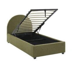 Lit Coffre OLAF Tissu Bouclette Kaki 90x190 Sommier Inclus -Maison Jardin Élégance lit coffre olaf laine bouclee kaki 90x190 sommier inclus 6