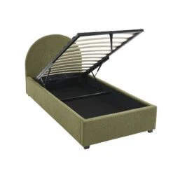 Lit Coffre OLAF Tissu Bouclette Kaki 90x190 Sommier Inclus -Maison Jardin Élégance lit coffre olaf laine bouclee kaki 90x190 sommier inclus 7