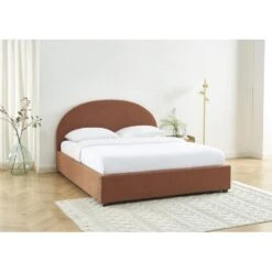 Lit Coffre OLAF Tissu Bouclette Terracotta 160x200 Sommier Inclus -Maison Jardin Élégance lit coffre olaf laine bouclee terracotta 160x200 sommier inclus 1