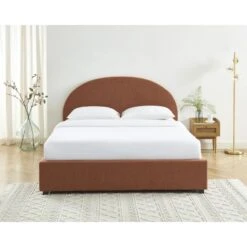 Lit Coffre OLAF Tissu Bouclette Terracotta 160x200 Sommier Inclus