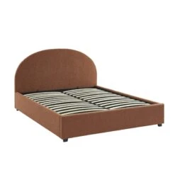 Lit Coffre OLAF Tissu Bouclette Terracotta 160x200 Sommier Inclus -Maison Jardin Élégance lit coffre olaf laine bouclee terracotta 160x200 sommier inclus 5