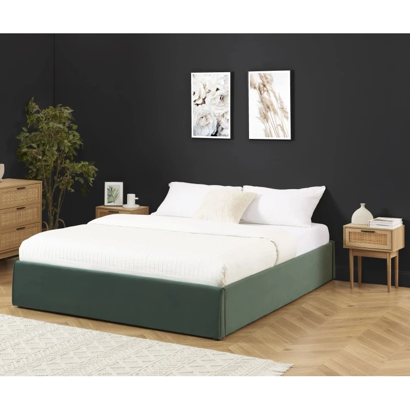 Lit Coffre SAKURA Velours Vert Forêt 160x200 Sommier Inclus 3 Lit Coffre SAKURA Velours Vert Forêt 160x200 Sommier Inclus – Image 3