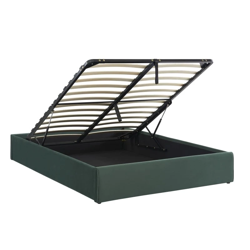 Lit Coffre SAKURA Velours Vert Forêt 160x200 Sommier Inclus 5 Lit Coffre SAKURA Velours Vert Forêt 160x200 Sommier Inclus – Image 5