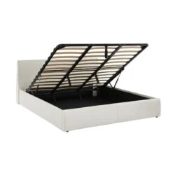 Lit Coffre SEGURO Simili Blanc 180x200 Sommier Inclus -Maison Jardin Élégance lit coffre seguro simili blanc 180x200 sommier inclus 5