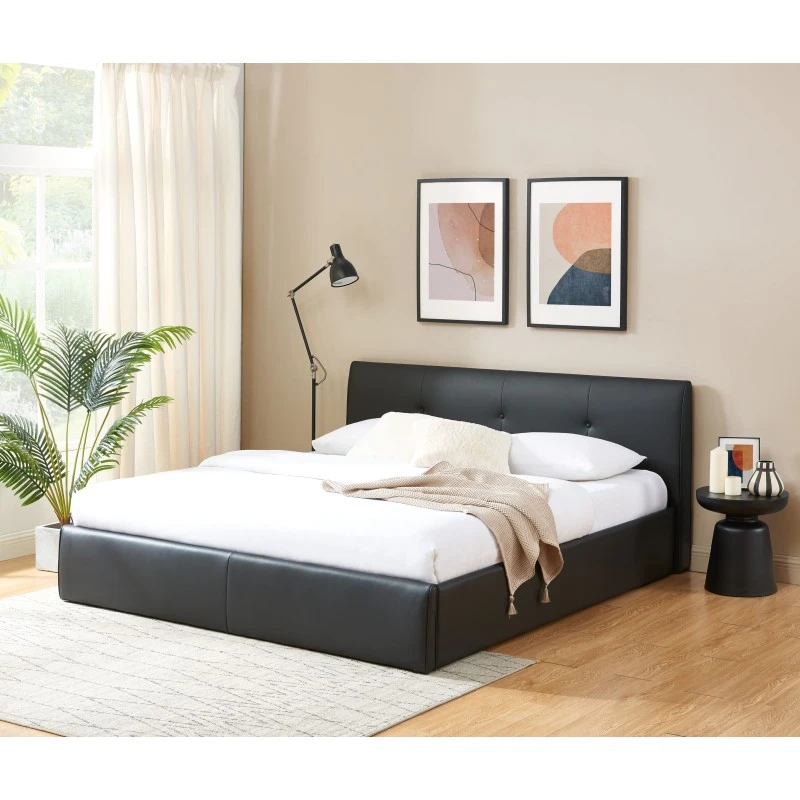 Lit Coffre SEGURO Simili Noir 180x200 Sommier Inclus 3 Lit Coffre SEGURO Simili Noir 180x200 Sommier Inclus – Image 3