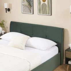 Lit Coffre SEGURO Velours Vert Forêt 160x200 Sommier Inclus -Maison Jardin Élégance lit coffre seguro velours vert foret 160x200 sommier inclus 2