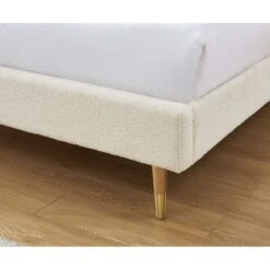 Lit Double ANDRE Tissu Bouclettes écru 160x200 Sommier Inclus -Maison Jardin Élégance lit double andre tissu bouclettes ecru 160x200 sommier inclus 3