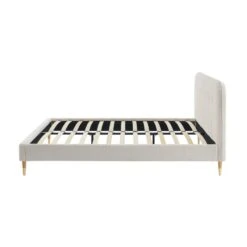 Lit Double ANDRE Tissu Bouclettes écru 160x200 Sommier Inclus -Maison Jardin Élégance lit double andre tissu bouclettes ecru 160x200 sommier inclus 5