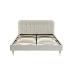 Lit Double ANDRE Tissu Bouclettes écru 160x200 Sommier Inclus -Maison Jardin Élégance lit double andre tissu bouclettes ecru 160x200 sommier inclus 6