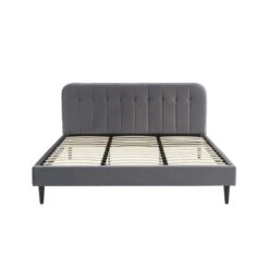Lit Double ANDRE Velours Gris Anthracite 180x200 Sommier Inclus -Maison Jardin Élégance lit double andre velours gris anthracite 180x200 sommier inclus 4