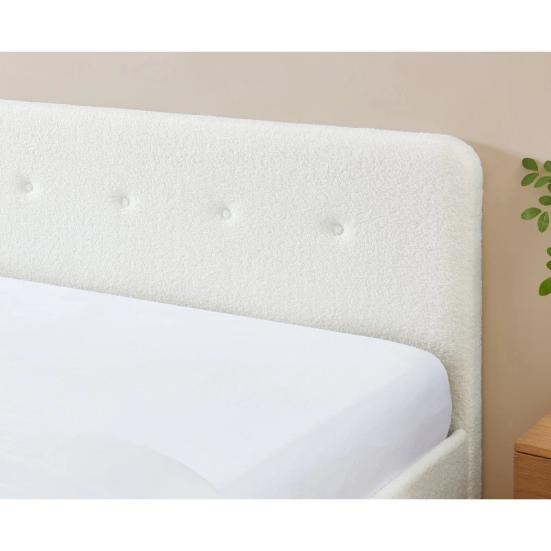 Lit Double ANDREAS Bouclette Blanche Sommier 140x190cm Inclus 4 Lit Double ANDREAS Bouclette Blanche Sommier 140x190cm Inclus – Image 4