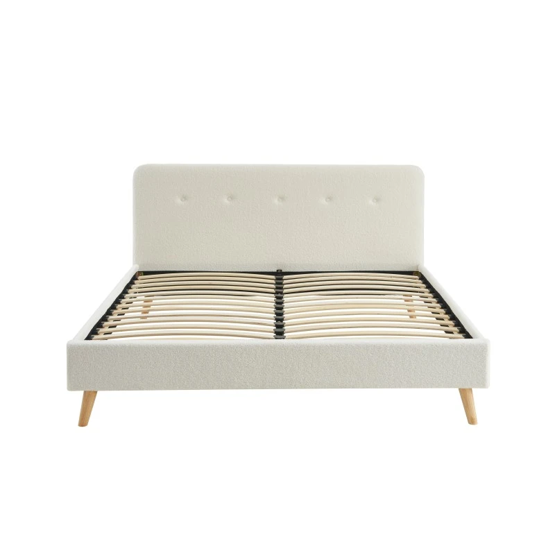 Lit Double ANDREAS Bouclette Blanche Sommier 140x190cm Inclus 6 Lit Double ANDREAS Bouclette Blanche Sommier 140x190cm Inclus – Image 6
