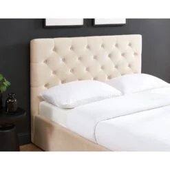 Lit Double Avec Coffre HUBERT Velours Beige 140x190 Sommier Inclus -Maison Jardin Élégance lit double avec coffre hubert velours beige 140x190 sommier inclus 3