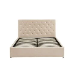 Lit Double Avec Coffre HUBERT Velours Beige 160x200 Sommier Inclus -Maison Jardin Élégance lit double avec coffre hubert velours beige 160x200 sommier inclus 6