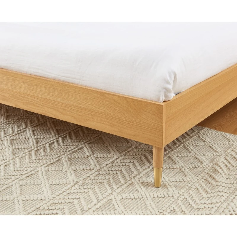 Lit Double LEON Placage Chêne Et Cannage Rotin 160x200 Sommier Inclus 4 Lit Double LEON Placage Chêne Et Cannage Rotin 160x200 Sommier Inclus – Image 4