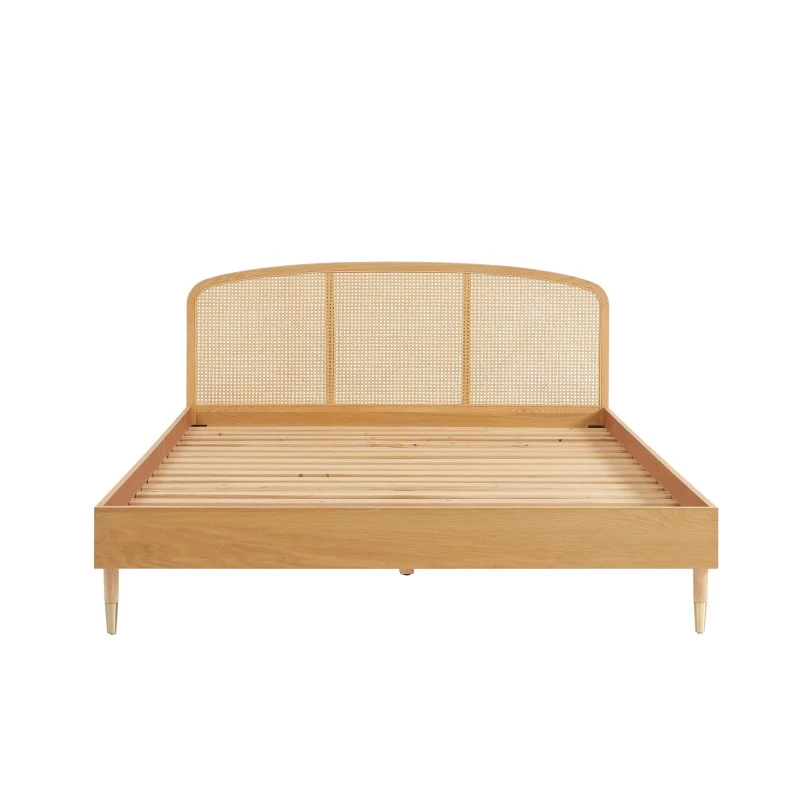 Lit Double LEON Placage Chêne Et Cannage Rotin 160x200 Sommier Inclus 6 Lit Double LEON Placage Chêne Et Cannage Rotin 160x200 Sommier Inclus – Image 6