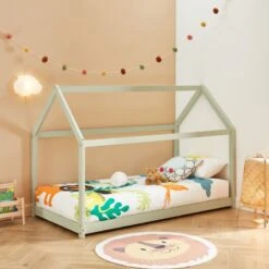 Lit Enfant Cabane TINY Pin Vert 90x190 Sommier Inclus