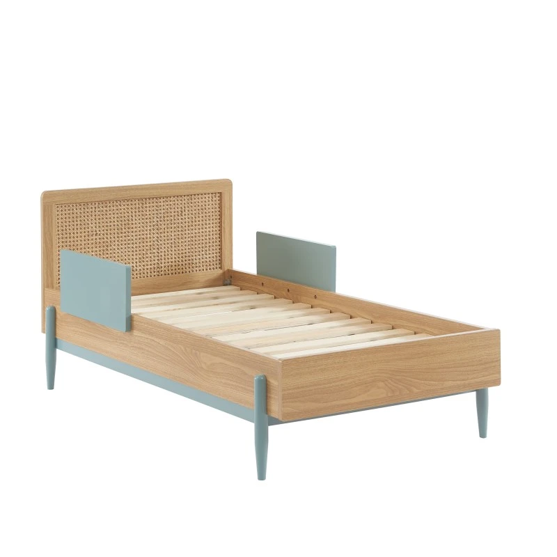Lit Enfant PABLO Bleu Et Cannage Rotin 70x140 Sommier Inclus 5 Lit Enfant PABLO Bleu Et Cannage Rotin 70x140 Sommier Inclus – Image 5