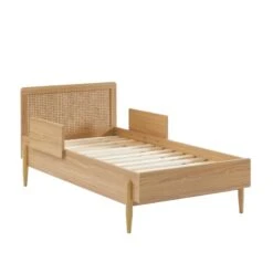 Lit Enfant PABLO Cannage Rotin Et Effet Bois 70x140 Sommier Inclus -Maison Jardin Élégance lit enfant pablo cannage rotin et effet bois 70x140 sommier inclus 3
