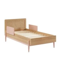 Lit Enfant PABLO Rose Et Cannage Rotin 70x140 Sommier Inclus -Maison Jardin Élégance lit enfant pablo rose et cannage rotin 70x140 sommier inclus 3