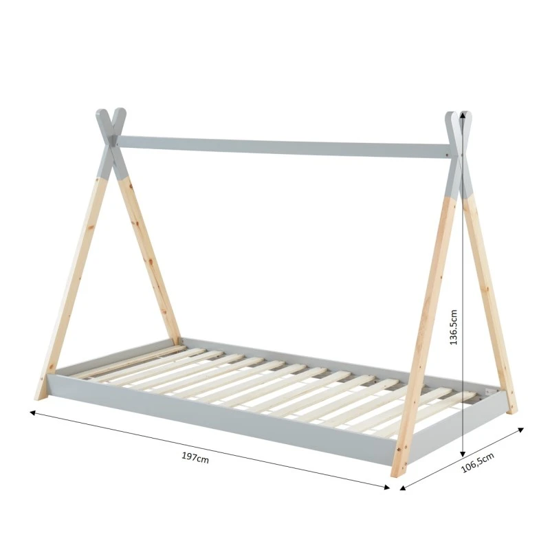 Lit Enfant Tipi TINY Pin Gris 90x190 Sommier Inclus 2 Lit Enfant Tipi TINY Pin Gris 90x190 Sommier Inclus – Image 2