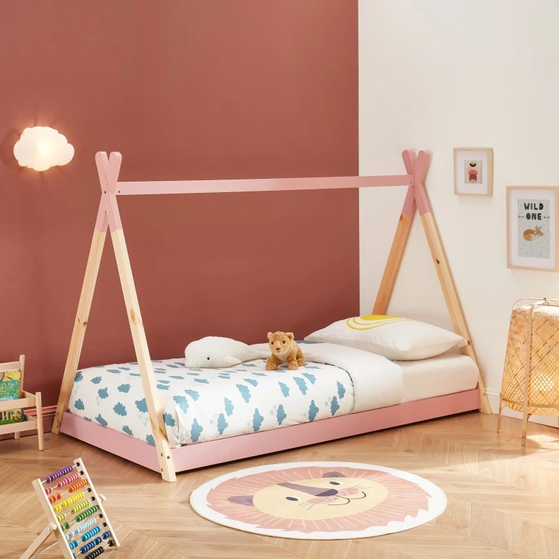 Lit Enfant Tipi TINY Pin Rose 90x190 Sommier Inclus 1 Lit Enfant Tipi TINY Pin Rose 90x190 Sommier Inclus