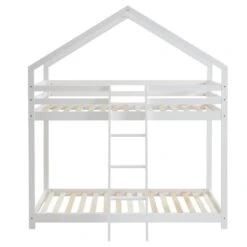 Lit Cabane Superposé TINY Pin Blanc 90x190 Sommier Inclus -Maison Jardin Élégance lit superpose tiny bois massif de pin blanc 90x190cm 2