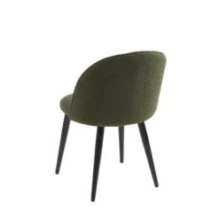 Lot De 2 Chaises MACARON Tissu Bouclettes Kaki Pieds Métal Noir -Maison Jardin Élégance lot de 2 chaises macaron tissu boucelttes kaki pieds metal noir 5