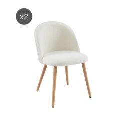 Lot De 2 Chaises MACARON Tissu Bouclettes écru Pieds Hêtre Massif -Maison Jardin Élégance lot de 2 chaises macaron tissu bouclettes ecru pieds hetre massif 6