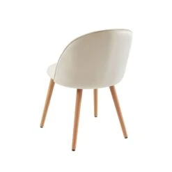 Lot De 2 Chaises MACARON Velours Beige Sable Pieds Hêtre Massif -Maison Jardin Élégance lot de 2 chaises macaron velours beige sable pieds hetre massif 5