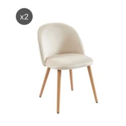 Lot De 2 Chaises MACARON Velours Beige Sable Pieds Hêtre Massif -Maison Jardin Élégance lot de 2 chaises macaron velours beige sable pieds hetre massif 6