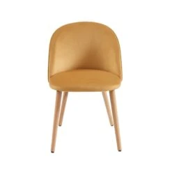Lot De 2 Chaises MACARON Velours Jaune Ocre Pieds Hêtre Massif 13 Lot De 2 Chaises MACARON Velours Jaune Ocre Pieds Hêtre Massif -Maison Jardin Élégance lot de 2 chaises macaron velours jaune ocre pieds hetre massif 4