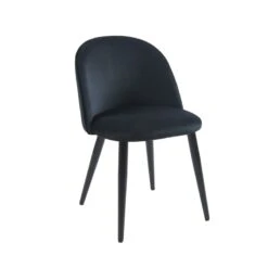 Lot De 2 Chaises MACARON Velours Noir Pieds Métal Noir -Maison Jardin Élégance lot de 2 chaises macaron velours noir pieds metal noir 3
