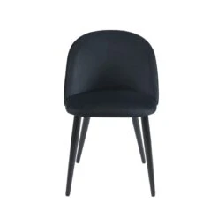 Lot De 2 Chaises MACARON Velours Noir Pieds Métal Noir -Maison Jardin Élégance lot de 2 chaises macaron velours noir pieds metal noir 4
