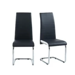 Lot De 2 Chaises MARA Simili Noir Et Blanc Pieds Métal Chromé -Maison Jardin Élégance lot de 2 chaises mara simili noir et blanc pieds en metal chrome 4