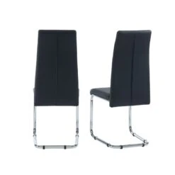 Lot De 2 Chaises MARA Simili Noir Pieds En Métal Chromé -Maison Jardin Élégance lot de 2 chaises mara simili noir pieds en metal chrome 2