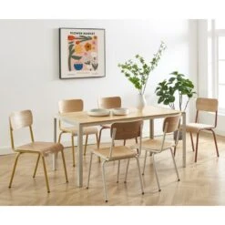 Lot De 2 Chaises PANTONE Jaune Moutarde Et Placage Frên -Maison Jardin Élégance lot de 2 chaises pantone jaune moutarde et placage fren 3