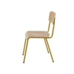Lot De 2 Chaises PANTONE Jaune Moutarde Et Placage Frên -Maison Jardin Élégance lot de 2 chaises pantone jaune moutarde et placage fren 7
