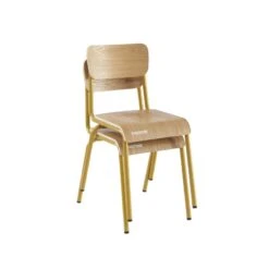 Lot De 2 Chaises PANTONE Jaune Moutarde Et Placage Frên -Maison Jardin Élégance lot de 2 chaises pantone jaune moutarde et placage fren 8