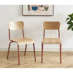 Lot De 2 Chaises PANTONE Terracotta Et Placage Frêne