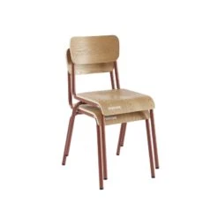 Lot De 2 Chaises PANTONE Terracotta Et Placage Frêne -Maison Jardin Élégance lot de 2 chaises pantone terracotta et placage frene 8