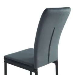 Lot De 2 Chaises POPPY Velours Gris Anthracite Pieds En Métal Noir -Maison Jardin Élégance lot de 2 chaises poppy velours gris anthracite pieds en metal noir 2