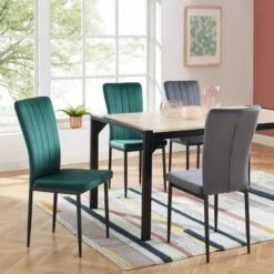 Maison Jardin Élégance 32 Lot De 2 Chaises POPPY Velours Gris Anthracite Pieds En Métal Noir