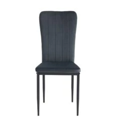 Lot De 2 Chaises POPPY Velours Gris Anthracite Pieds En Métal Noir -Maison Jardin Élégance lot de 2 chaises poppy velours gris anthracite pieds en metal noir 4