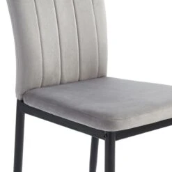 Lot De 2 Chaises POPPY Velours Gris Pieds En Métal Noir -Maison Jardin Élégance lot de 2 chaises poppy velours gris pieds en metal noir 3