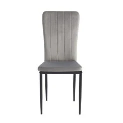 Lot De 2 Chaises POPPY Velours Gris Pieds En Métal Noir -Maison Jardin Élégance lot de 2 chaises poppy velours gris pieds en metal noir 4