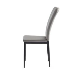 Lot De 2 Chaises POPPY Velours Gris Pieds En Métal Noir -Maison Jardin Élégance lot de 2 chaises poppy velours gris pieds en metal noir 6