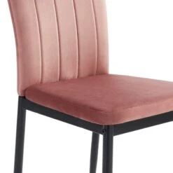 Lot De 2 Chaises POPPY Velours Rose Pieds En Métal Noir -Maison Jardin Élégance lot de 2 chaises poppy velours rose pieds en metal noir 3