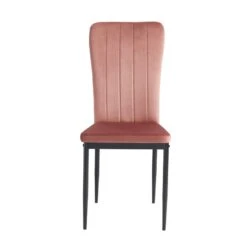 Lot De 2 Chaises POPPY Velours Rose Pieds En Métal Noir -Maison Jardin Élégance lot de 2 chaises poppy velours rose pieds en metal noir 4